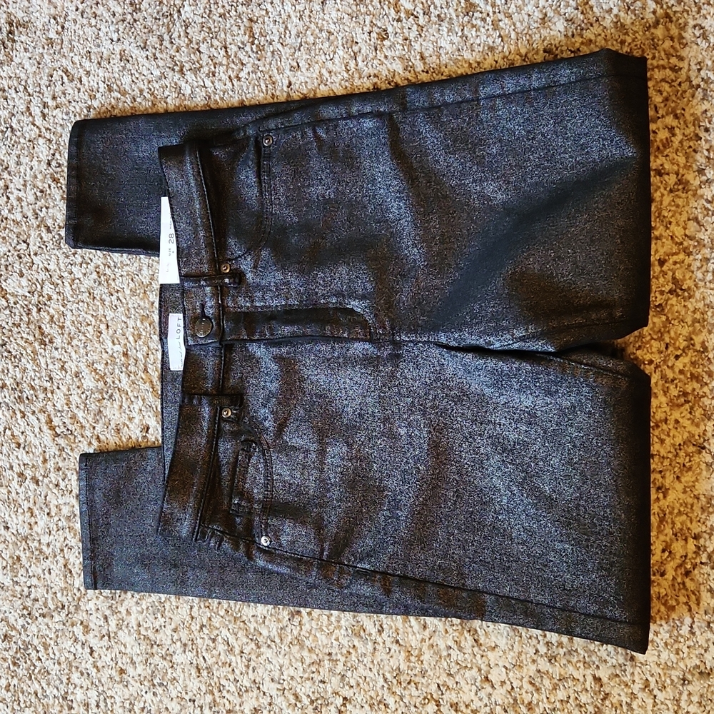 LOFT Metallic Black High-Rise Skinny Jeans - 28